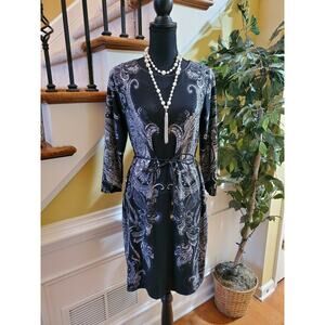 TIANA B Belted Stretch Paisley Shift Dress Size 8